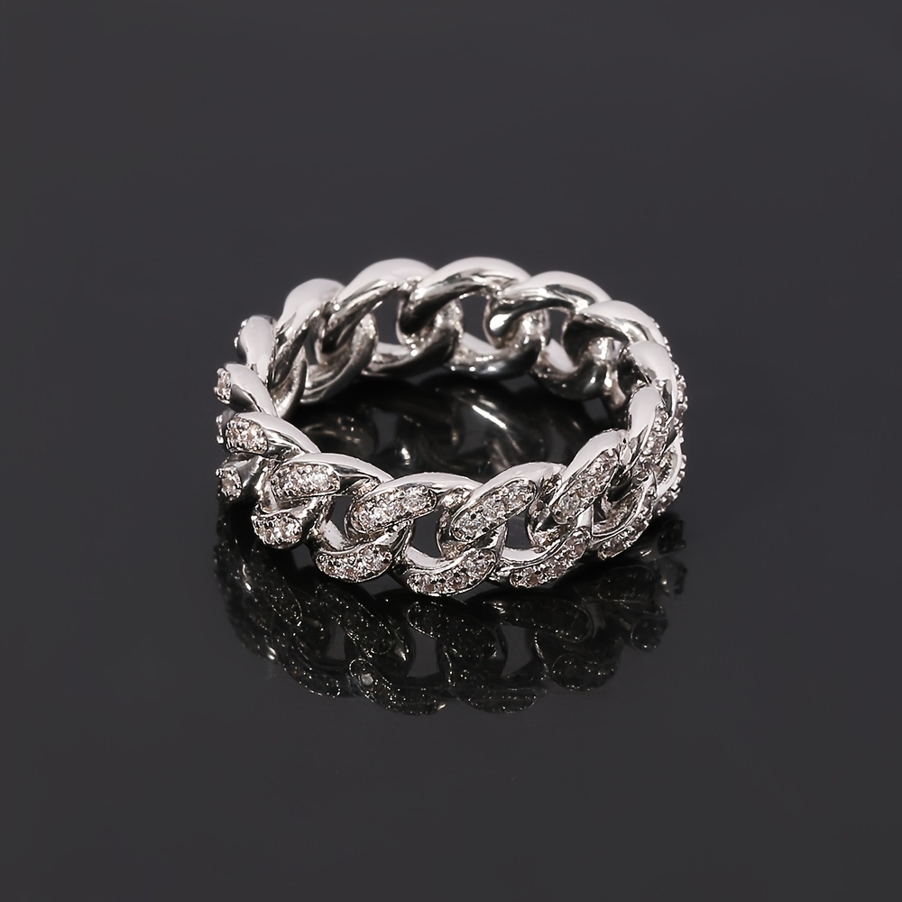 Men's Cuban Link Pave Ring with Artificial Diamonds