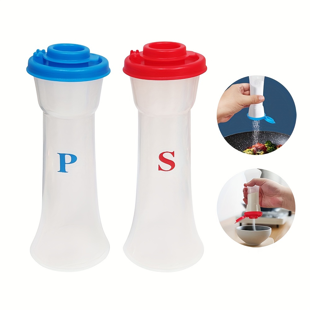 Salt and Pepper Shakers Moisture Proof Mini Salt Shaker to Go Camping Picnic Outdoors Kitchen Lunch Boxes Travel Spice Set Clear with Colored Lids