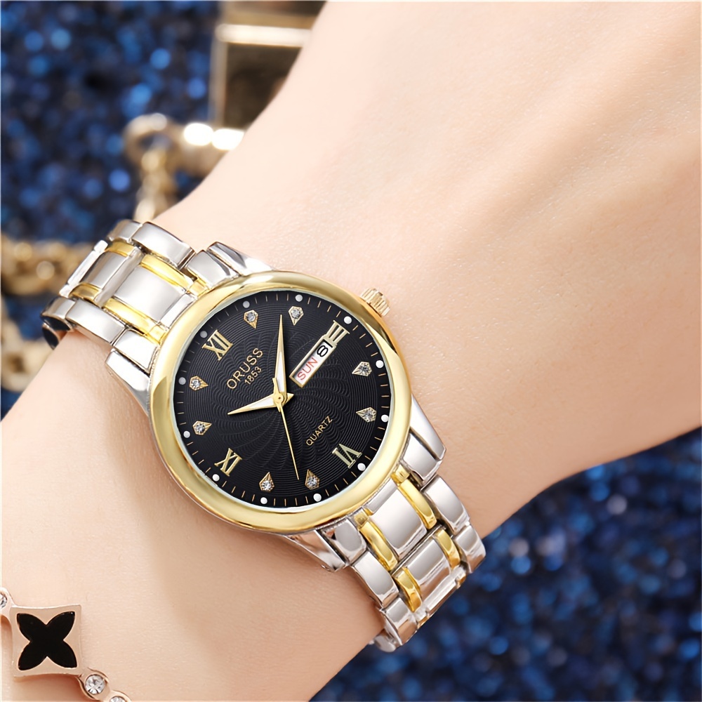 

Luxury Luminous Quartz Watch Ladies Calendar Rome Fashion Analog Water Resist Wristwatch For Daily Life Travel Date Watch