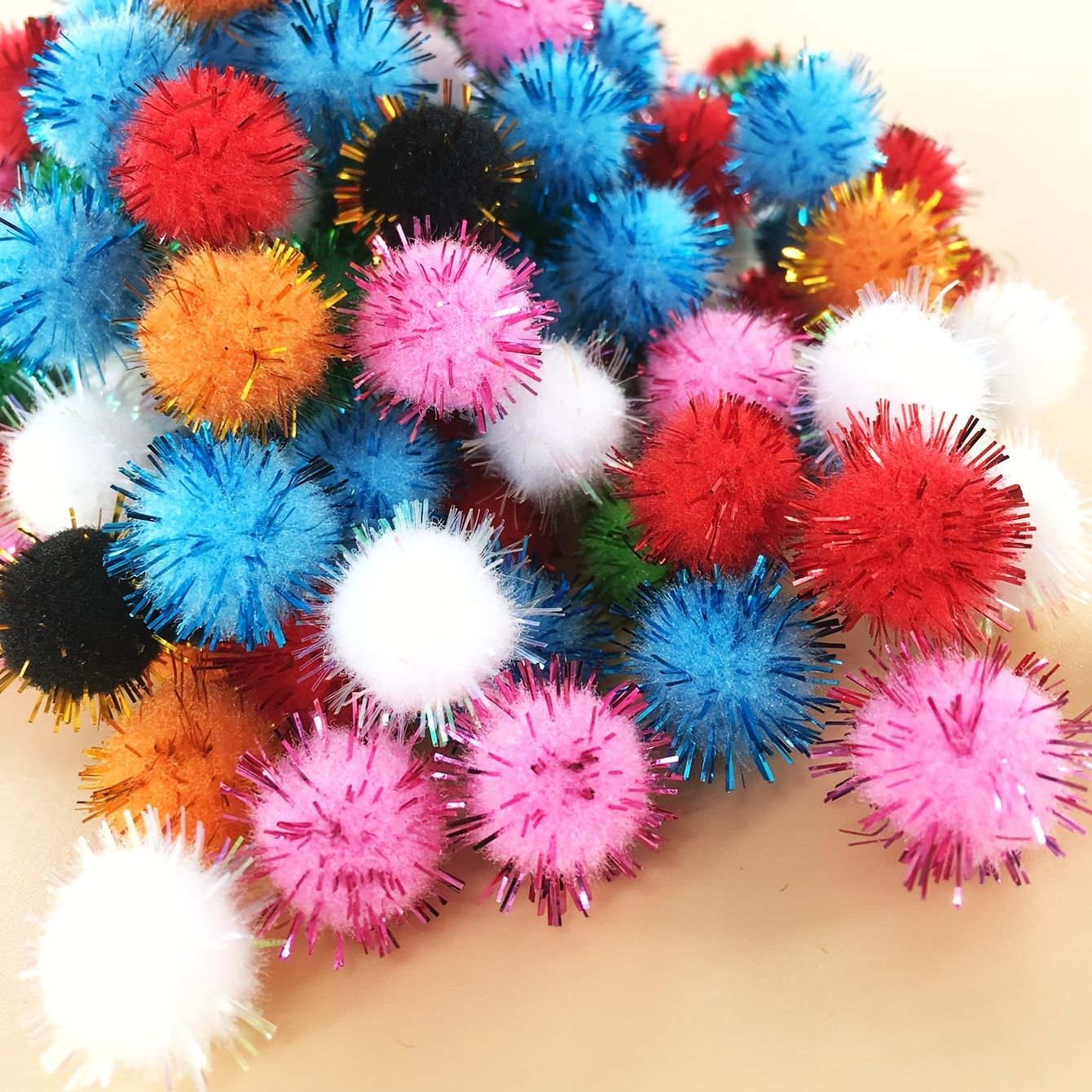100pcs/pack Fur Ball Pompom Balls 12mm Glitter Pom Poms Sewing Crafts  Accessorie