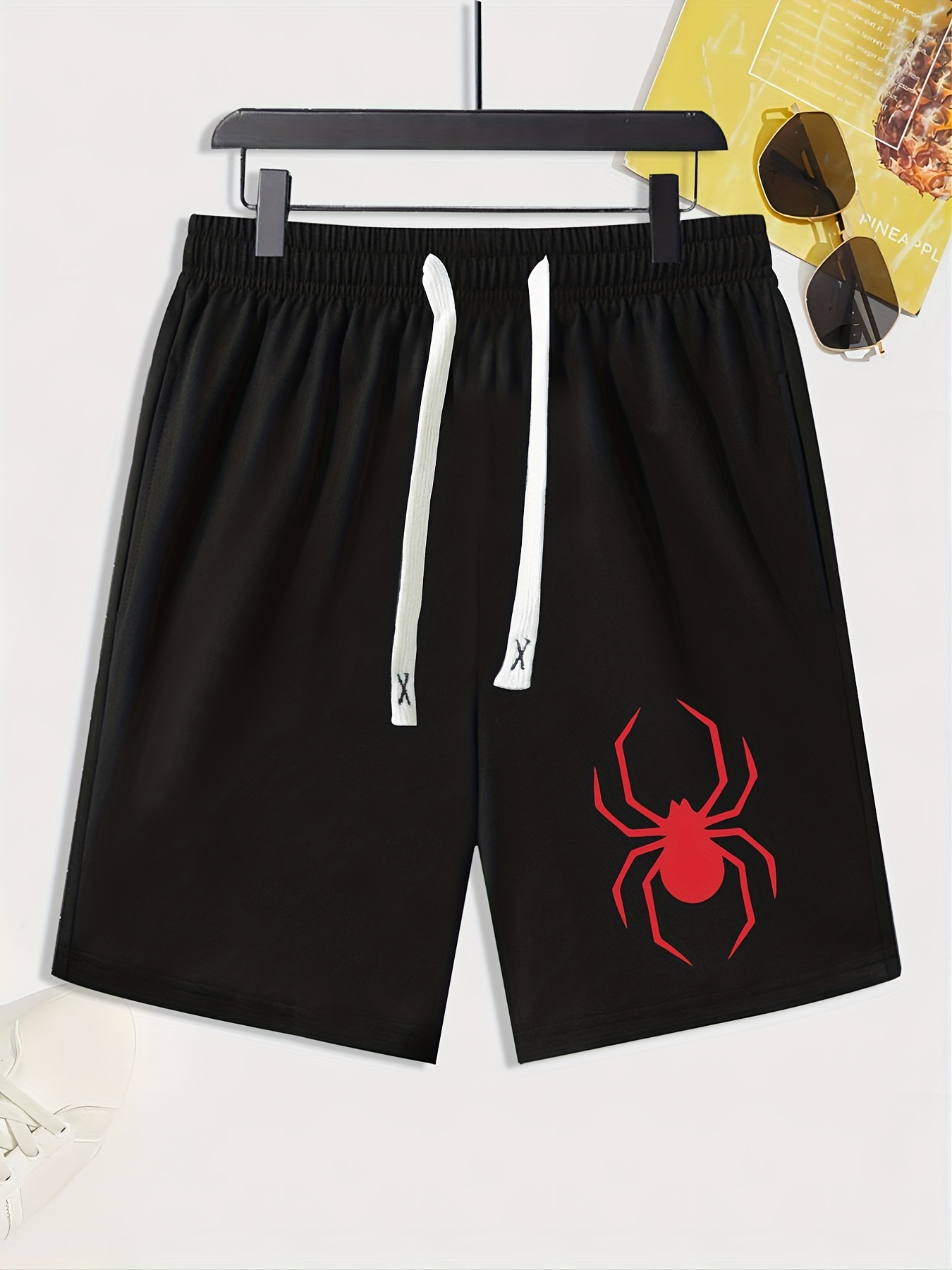 Spider Pattern Breathable Quick Drying Comfy Shorts Men's - Temu Australia
