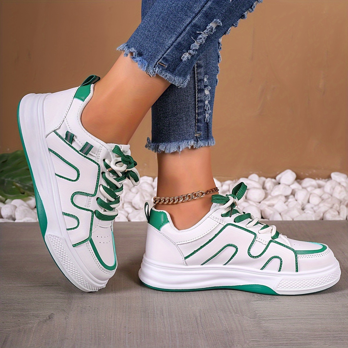 White shoes with green sole sale