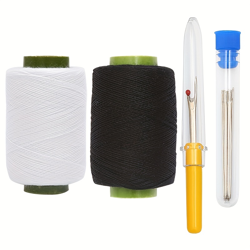 Sewing Kit Black And White Thread With Needles Threader - Temu