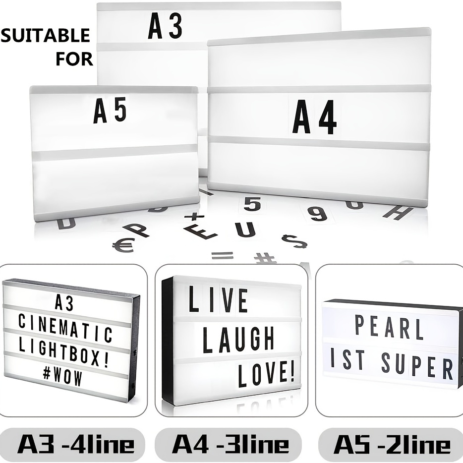 Letters Numbers Symbols For A4/a5/a3 Cinematic Light Up Box - Temu