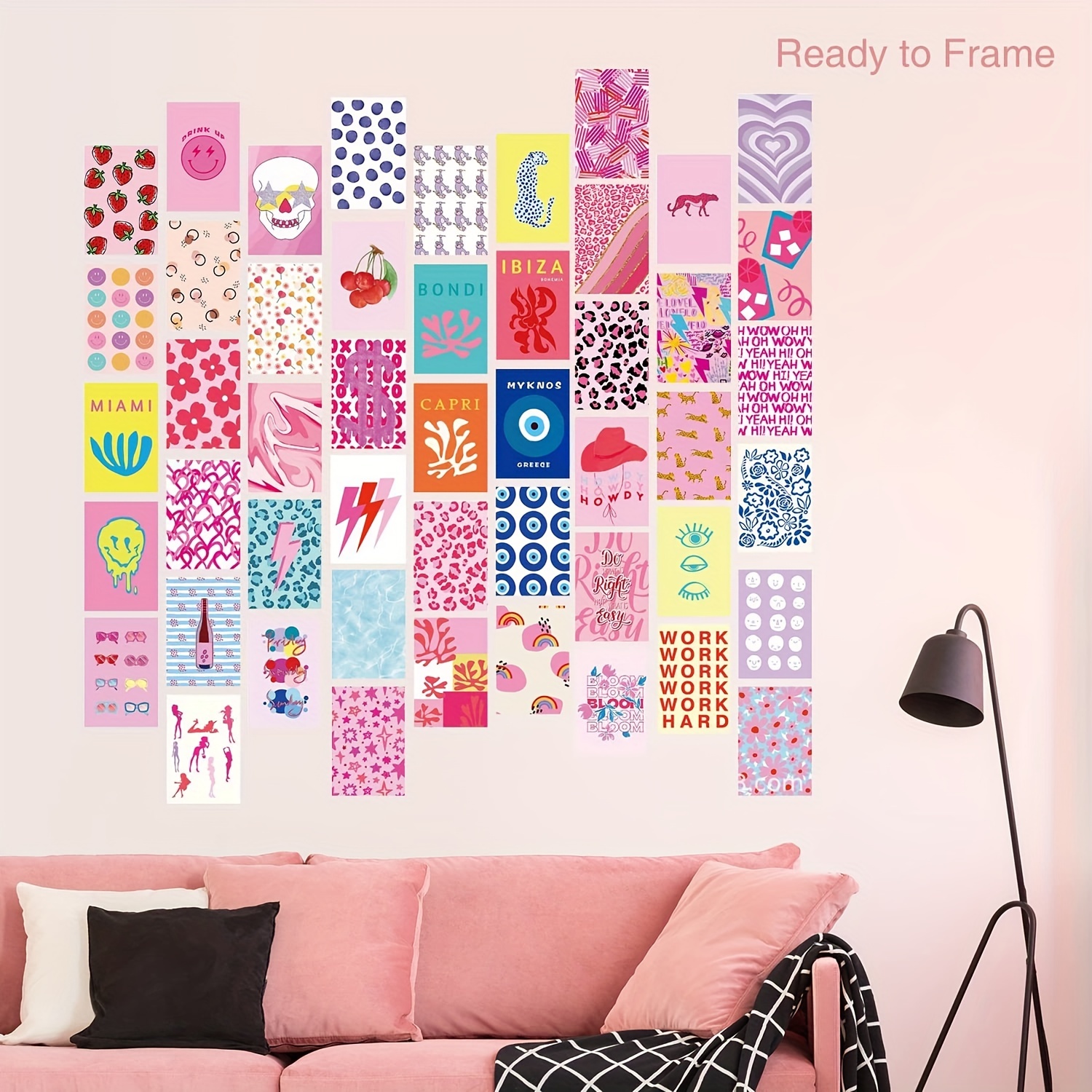 Pink Preppy Aesthetic Wall Collage Kit, Preppy Room Decor