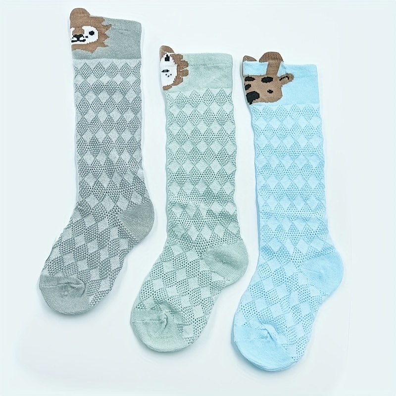 Baby Girls Cotton Blend Cartoon Animals Pattern Knee Socks - Temu