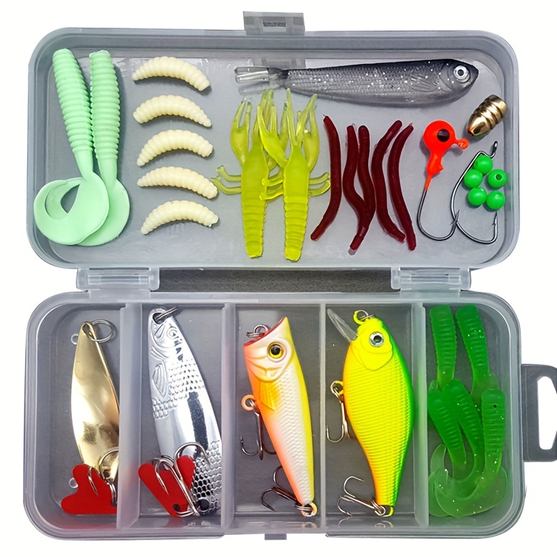 101pcs Fishing Lures Set Popper Crankbait Minnow Soft - Temu