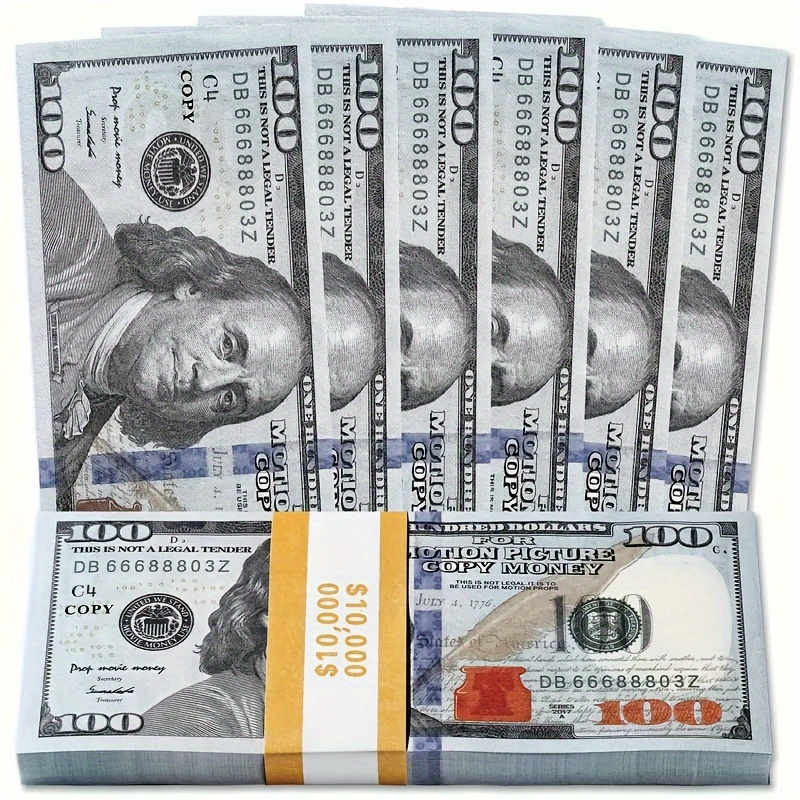 200 billetes de dinero falso, dinero de utilería de 100 dólares, dinero  falso que parece dinero