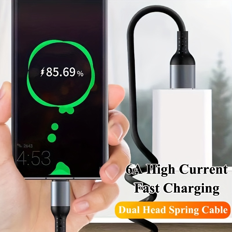 Fast Charging Usb Type C Spring Telescopic Coil Cable In Car - Temu