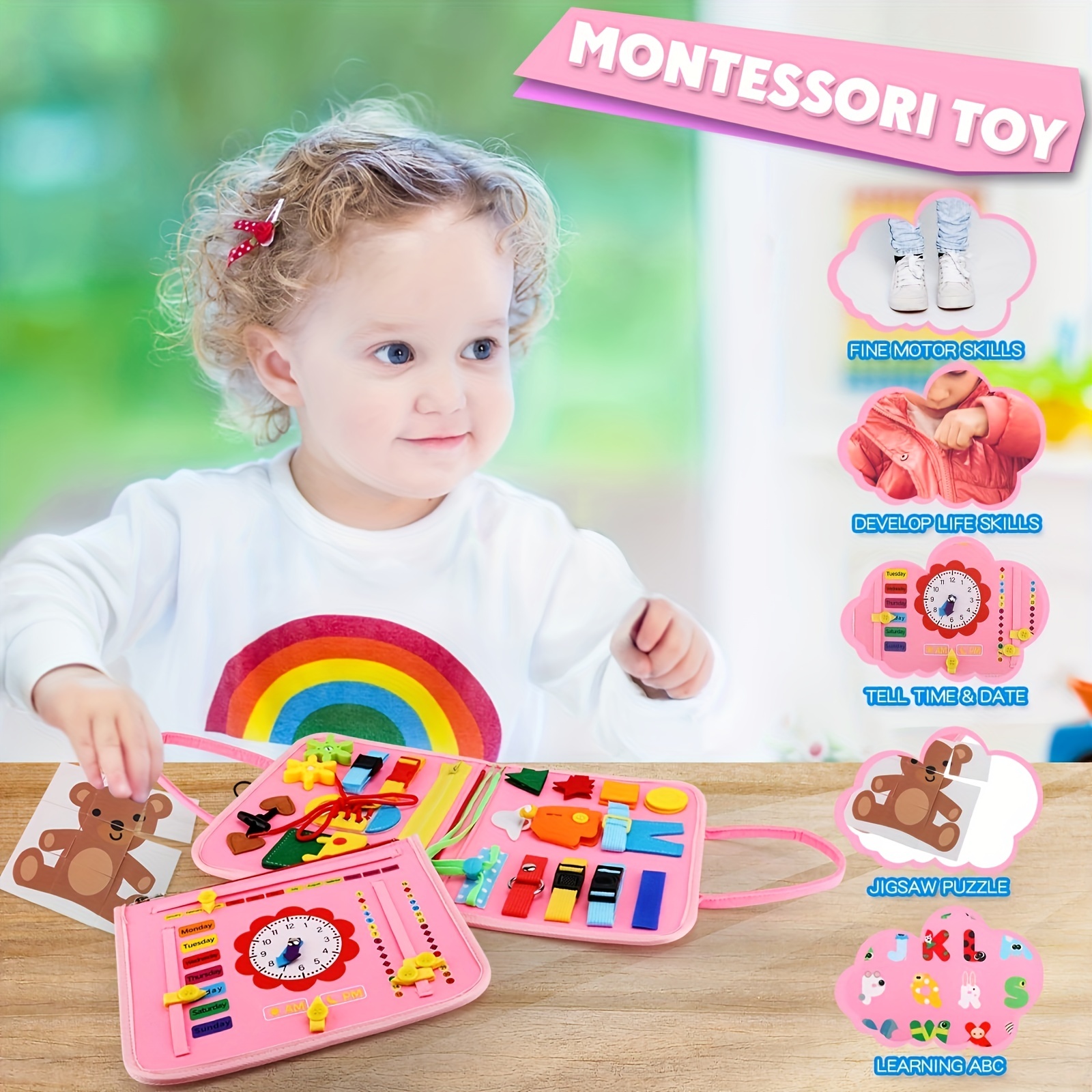 Juguetes sensoriales para niños pequeños de 1 a 3 años,  habilidades motoras finas, juguetes Montessori de desarrollo para  actividades de bebés, juguetes interactivos mejorados para niños y niñas,  regalo de viaje