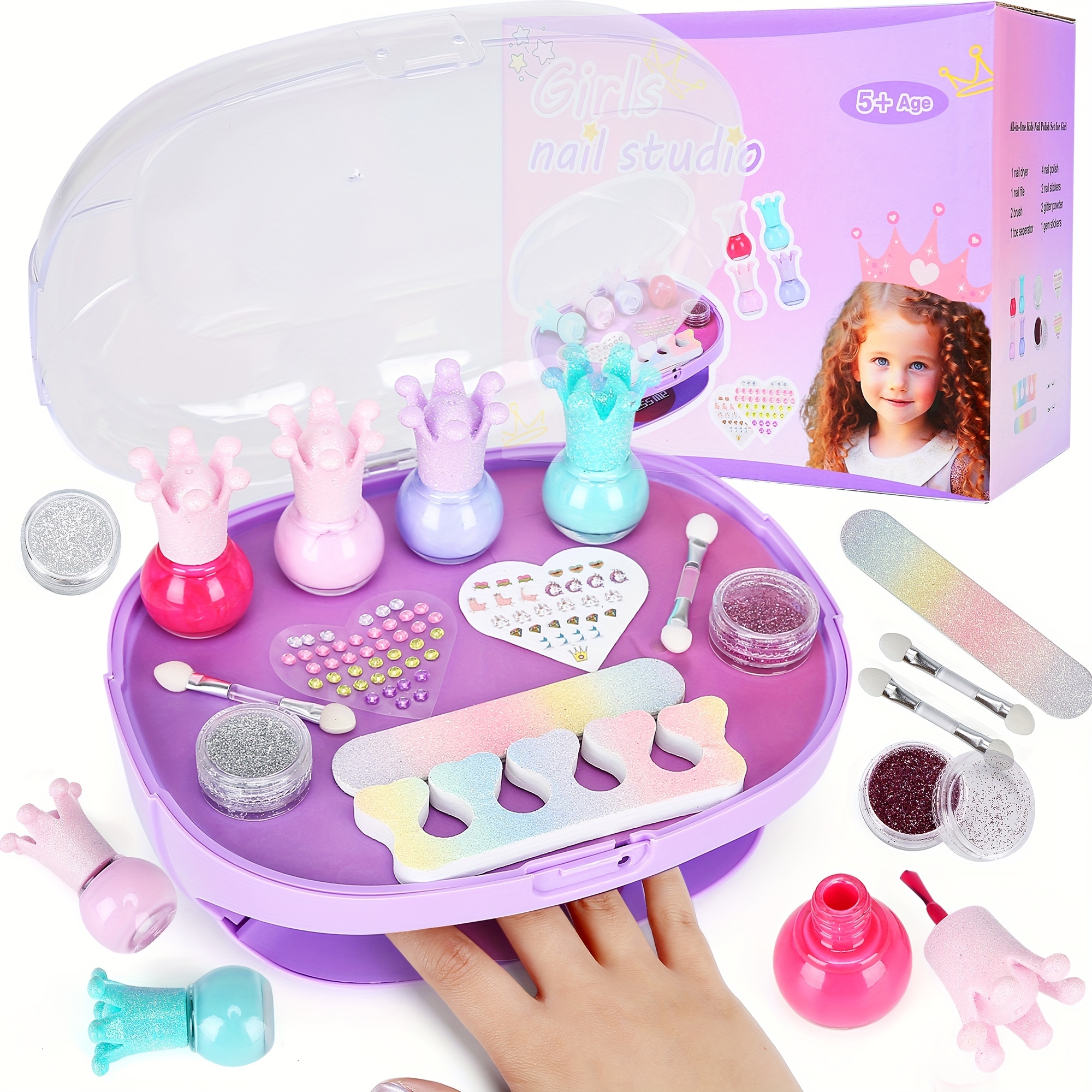 Quick delivery BATTOP Kids Nail Polish Set for Girls Nail Art Kits with Nail  Dryer & Glitter Pen Quick Dry & Peel Off & Non-Toxic Nail Polish Birthday  Gifts for Girls Ages