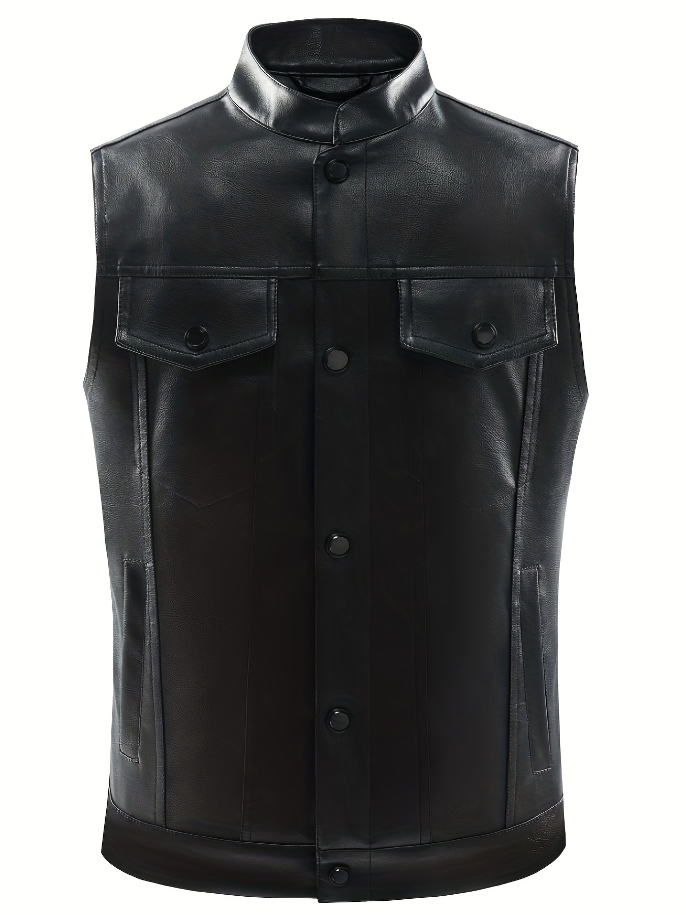 Zipper Faux Leather Vest Street Wear Sleeveless Moto Jacket - Temu