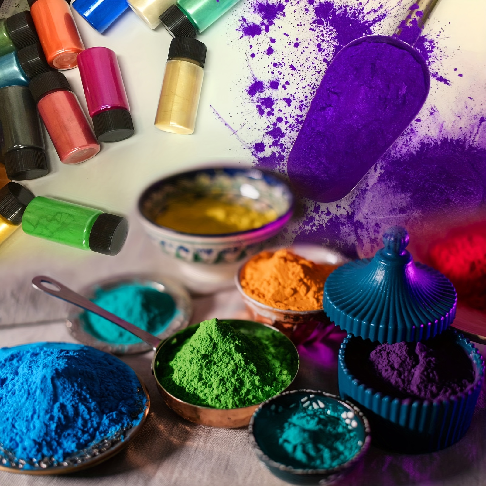 Mica Powder In Jars Sealed Set Epoxy Resin 52 Colors Pigment