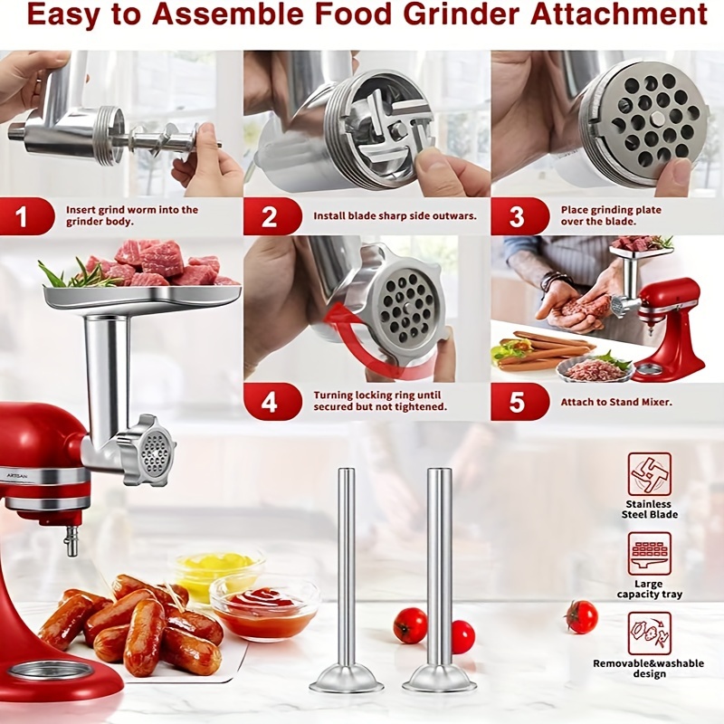 Food Grinder Attachments For Kitchenaid Stand Mixers, Meat Grinder, Sausage  Stuffer, Perfect Attachment For Kitchenaid Mixers, Silvery(machine/mixer  Not Included) Kitchen Stuff Kitchen Accessories Baking Supplies - Temu