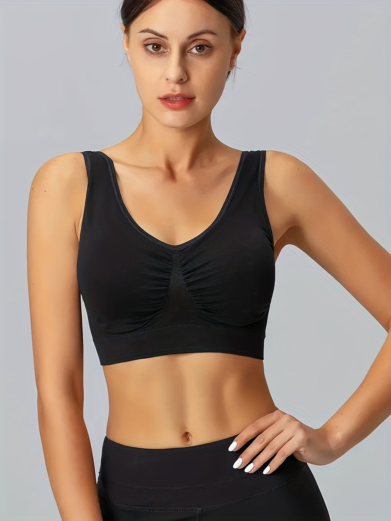 Seamless Wireless Sports Bra Comfy Breathable Running - Temu