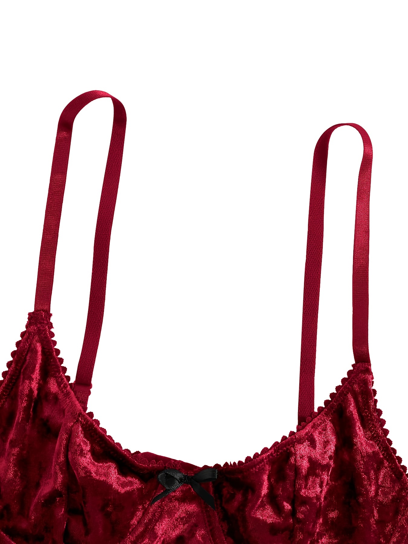 Luxurious Velvet Underwire Bra And Panty Set With Bow Knot - Temu