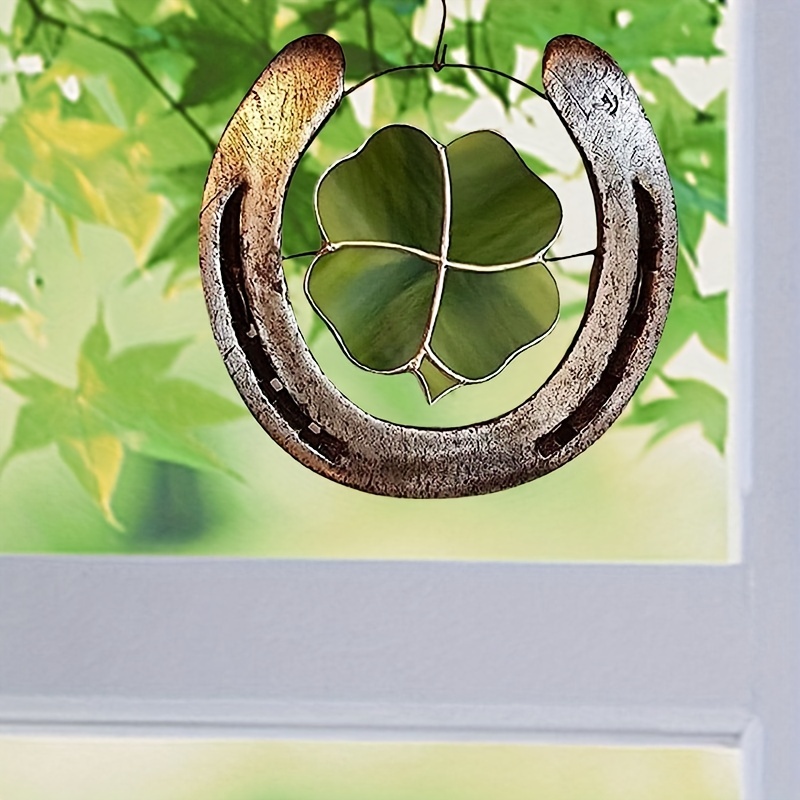 Four Leaf Clover Horseshoe Decor Horseshoe Art Pendant Decoration