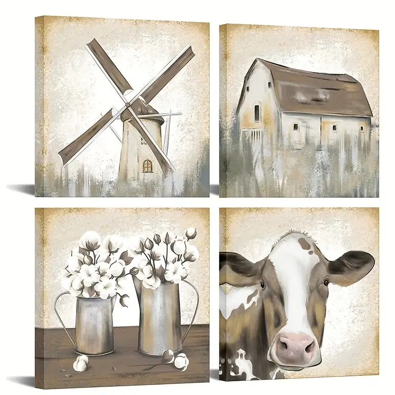  Rustic Kitchen Wall Art Farmhouse Kitchen Pictures Wall Decor  Country Kitchen Painting Prints Farm Positive Quotes Framed Artwork Ready  to Hang 12x16: Posters & Prints