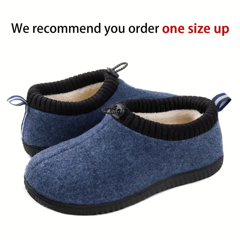 Mens Non Slip Warm Fleece Slippers House Shoes With Rubber Sole