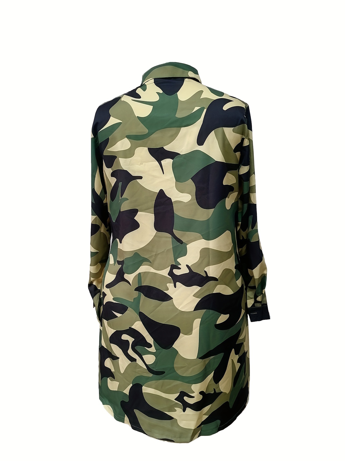 stylish women's camo print button shirt dress casual long Temu