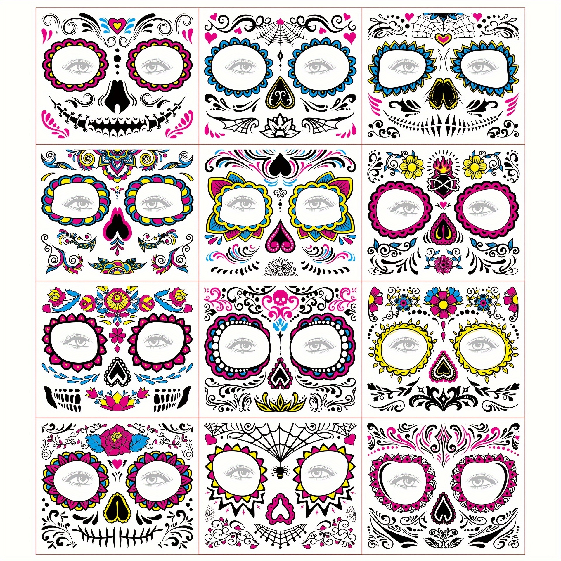 8 Fogli Di Tatuaggi Temporanei Per Bambini Halloween – Design Realistici, Impermeabili, Perfetti Per Feste In Maschera E Cosplay - 2