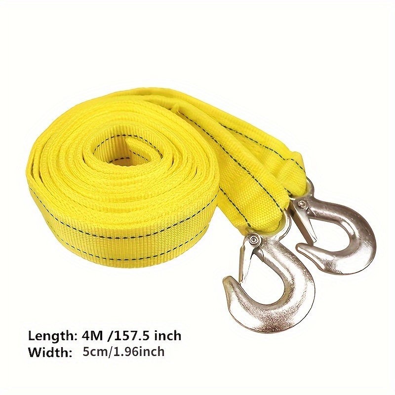 Sangle de remorquage robuste avec crochets de sécurité, corde de remorquage  en polyester, corde de traction, jaune 4 mètres, 5 tonnes