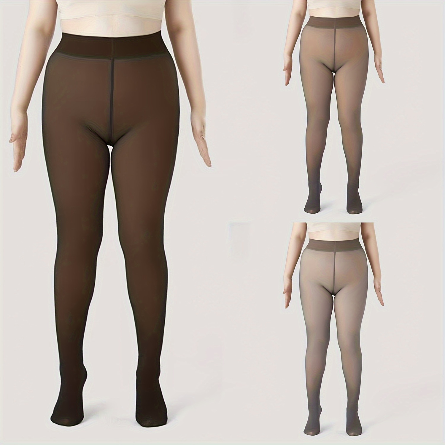 Women's Casual Pantyhose Plus Size Fleece Lined Elastic High - Temu