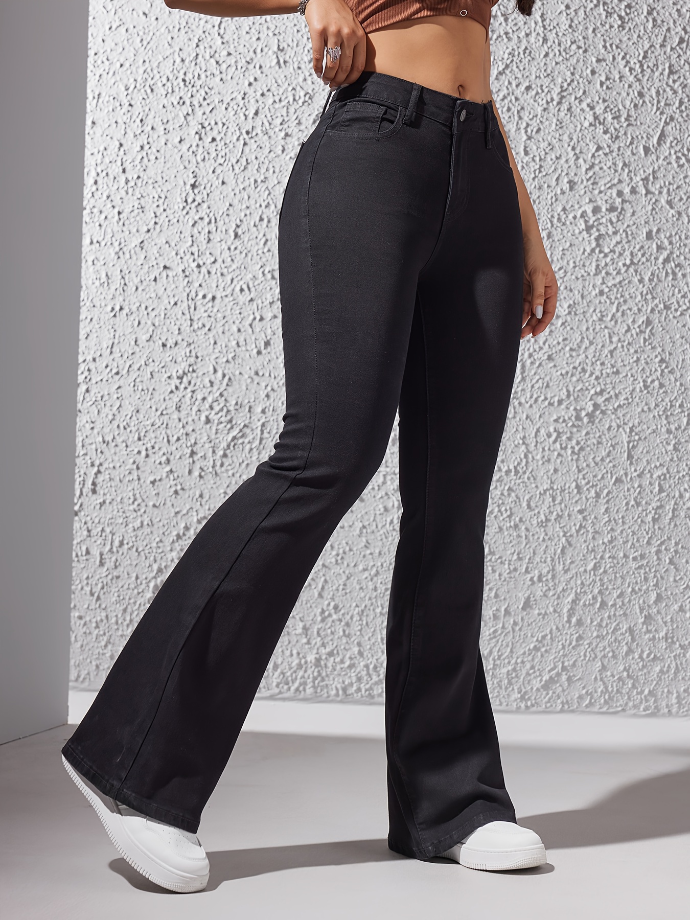 Black High Waist Flare Jeans * Stretch Slim Fit High * Bell Bottom Jeans,  Women's Denim Jeans & Clothing