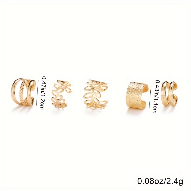 5pcs Minimalist C Shaped Ear Cuff Leaf Shaped Double Layers Triple Layers