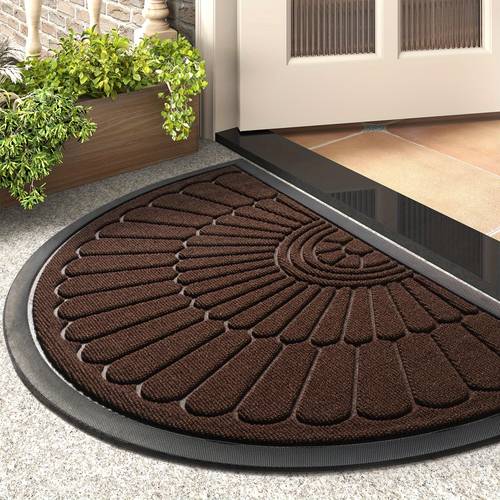 1pc door mat outdoor indoor entrance doormat semicircular durable rubber non slip front door mat for entry entryway welcome mat for muddy paws and shoes