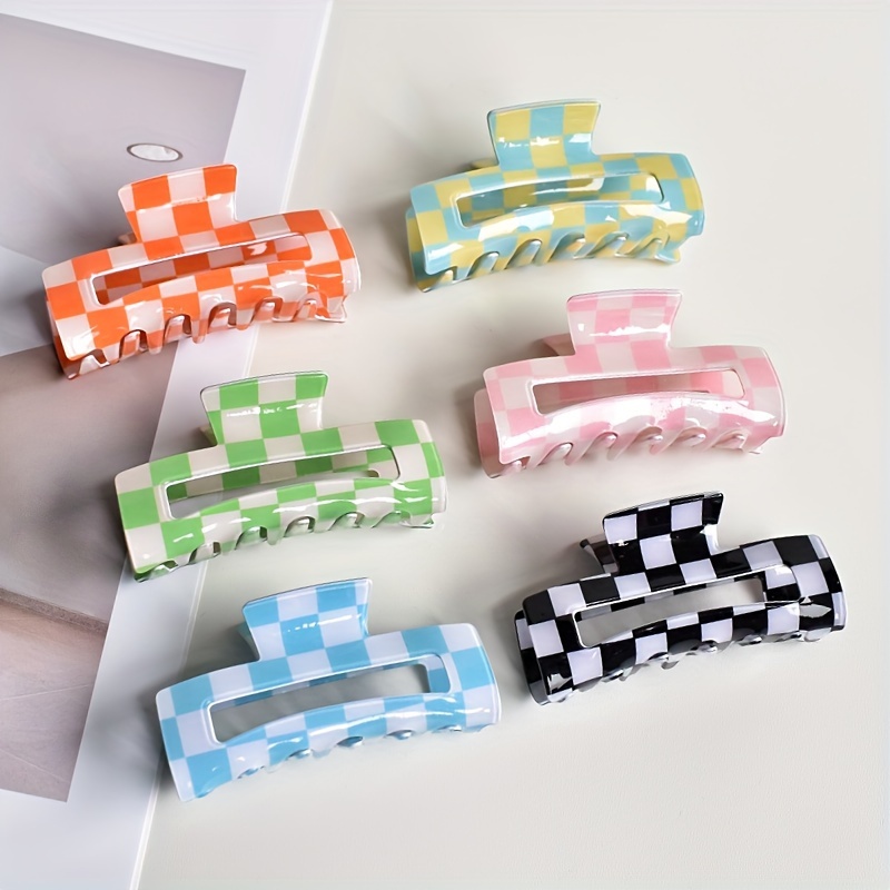 

1pc Large Hollow Out Hair Claw Clip Plaid Printed Hair Grab Clips Stylish Hair Styling Tools For Women And Daily Use Daily Wear