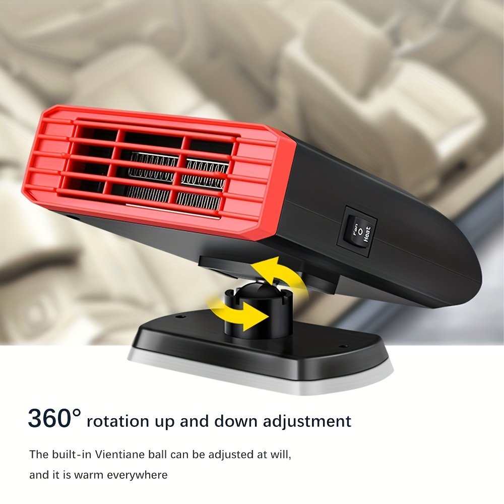 Baceyong 12V 150W Ventilateur Refroidisseur de Chauffage de Voiture,  Emister et Dégivreur de Fenêtre de Voiture - Ventilateur de Voiture  Portable 360°