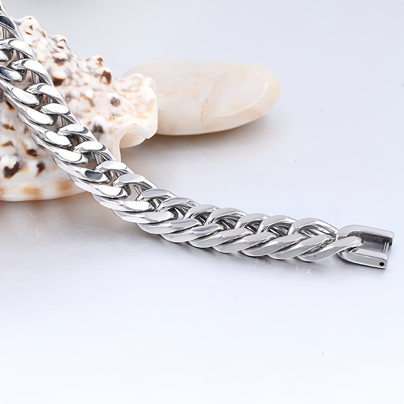 Men's Classic Stainless Steel Double Weave Hip Hop Chain Bracelet
