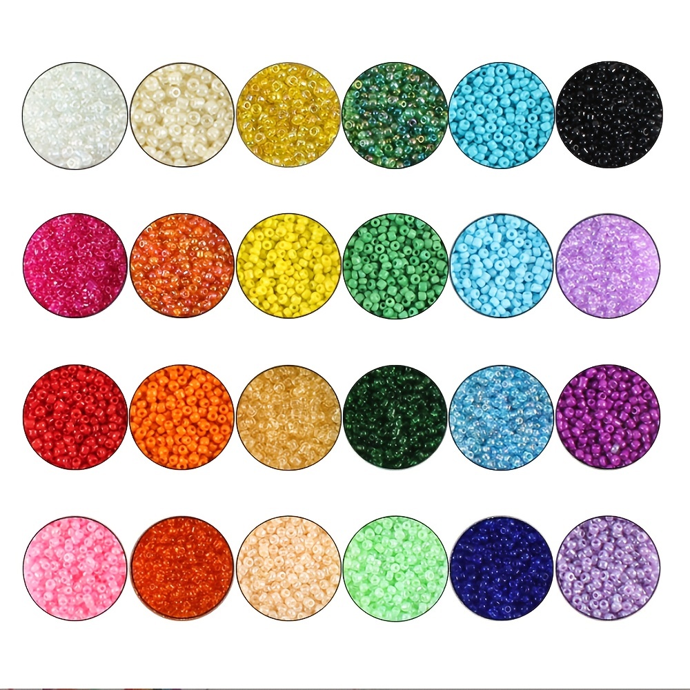 VOOMOLOVE voomolove 8/0 3mm glass seed beads about12000pcs 24 colors loose  craft beads kit earring making seed beads with 24-grid plast