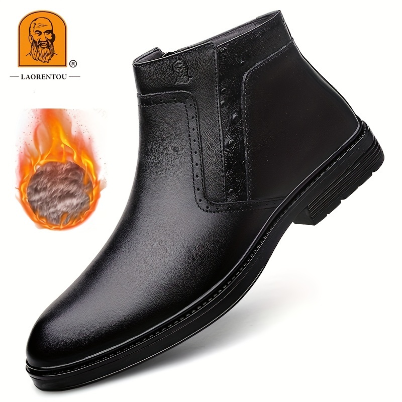 split leather high top boots laorentou men s solid color