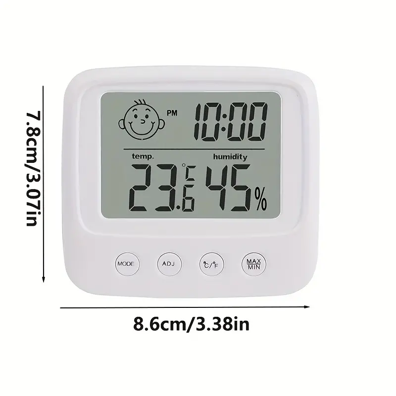 Indoor Digital Thermometer Hygrometer 4″ Lcd Screen / Time - Temu