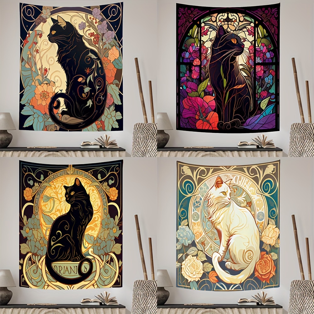 Cartoon Cat Tarot Card Tapestry Wall Hanging Kawaii - Temu