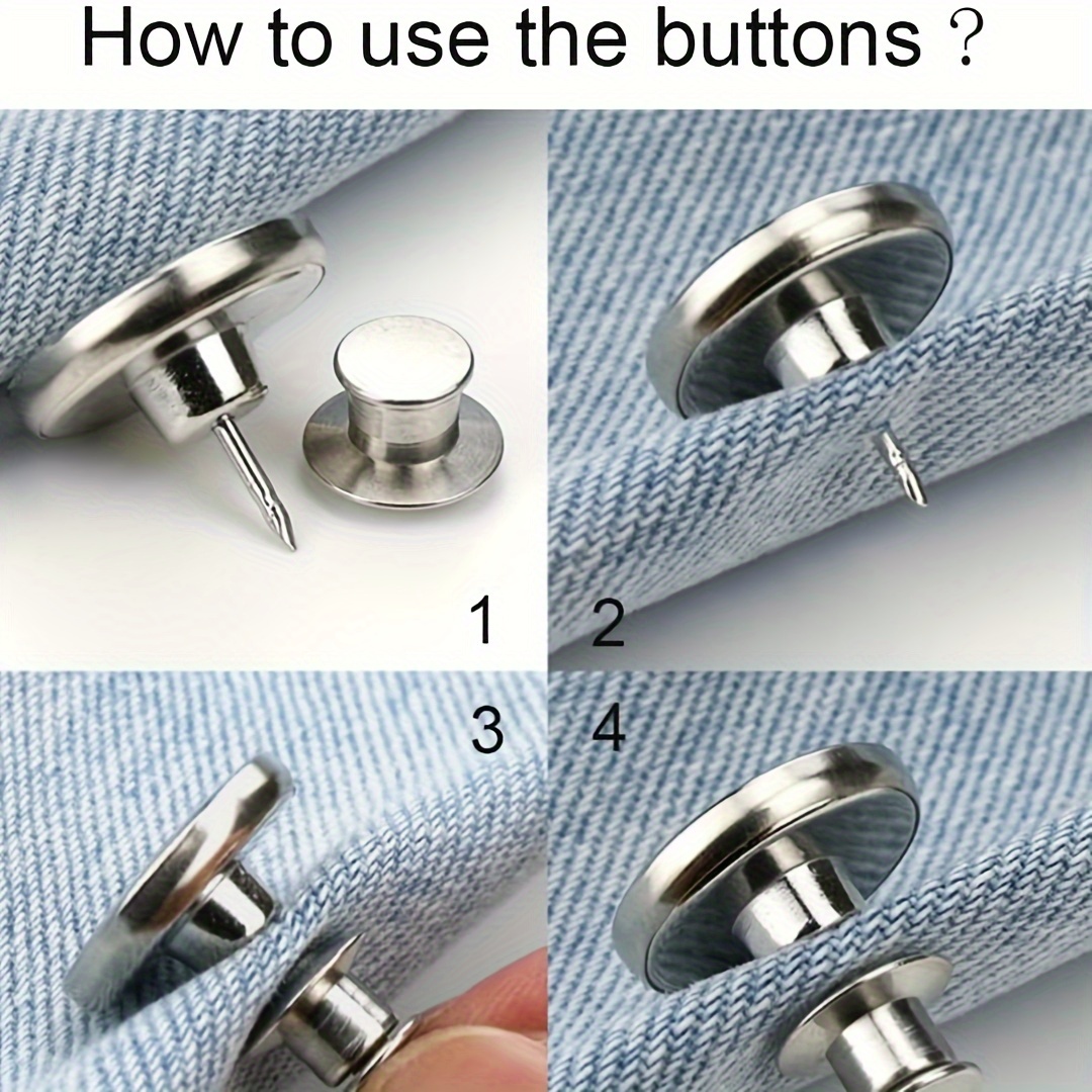 6PCS Perfect Fit Instant Button, Instant Buttons, Jean Replacement Buttons  Removable Button No Sew Buttons to Extend or Reduce an Inch to Any Pants