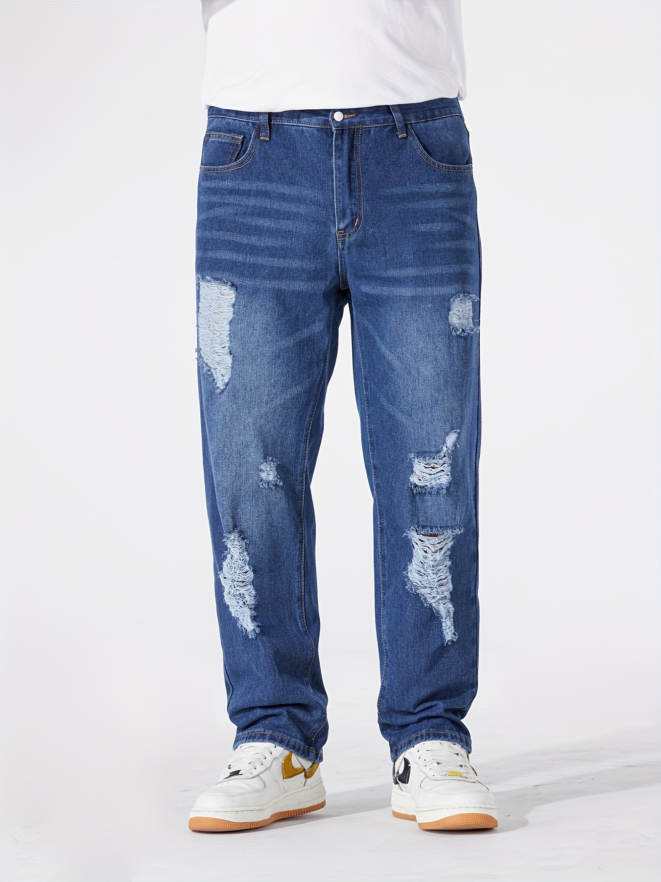 Men's Street Style Oversized Jeans Fashion Casual Solid - Temu Australia