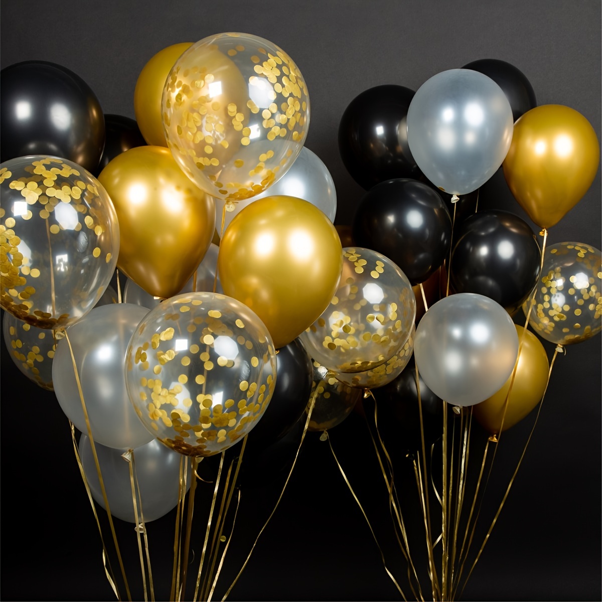 Ballons en latex Set Countdown BlackGold HNY 33 cm & 61 cm 5 pièces -  Partywinkel