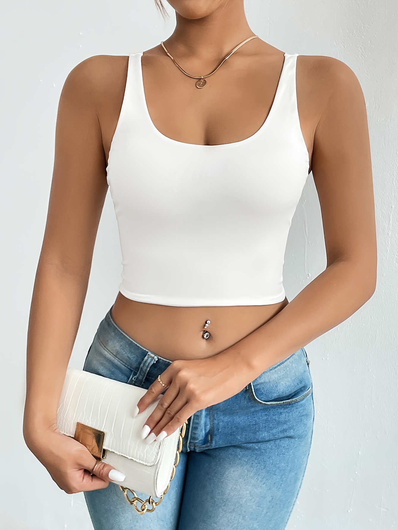 V Neck Spaghetti Strap Top Casual Backless Cami Top Summer - Temu