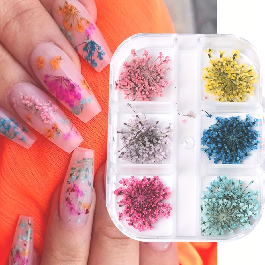 3D Dried Flowers Nail Art Accessory Charms Natural Floral Stickers Nails  DIY