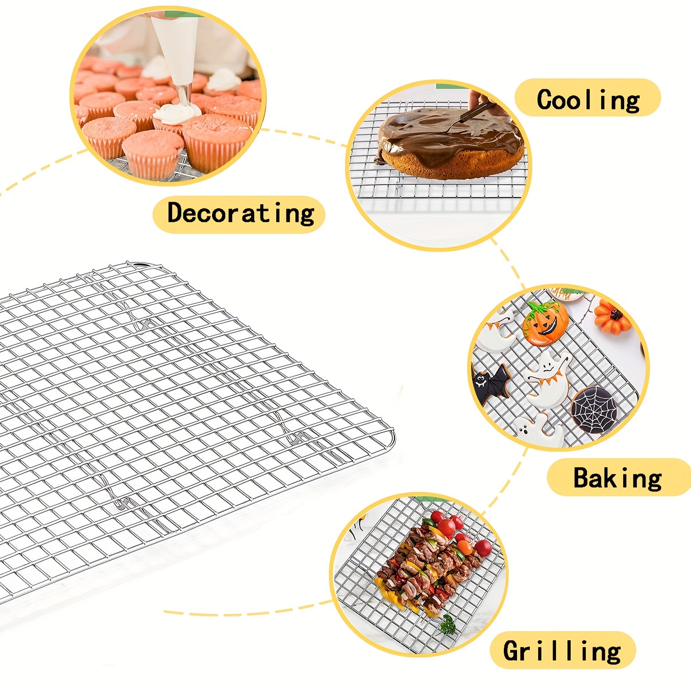 Stainless Steel Baking Pan Tray With Wire Rack Cake Baking BBQ Pan
