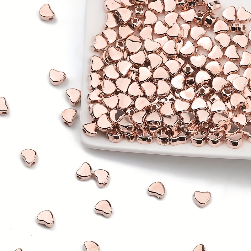 200pcs 6*7mm Heart-shaped Plastic Spacer Beads Suitable For Diy Bracelet Necklace Semi-finished Handmade Jewelry Accessories