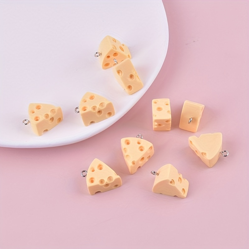 

10pcs Three-dimensional Cheese Resin Pendants Simulation Cheese Charms Bulk For Diy Pendant Earrings Necklace Jewelry Accessories