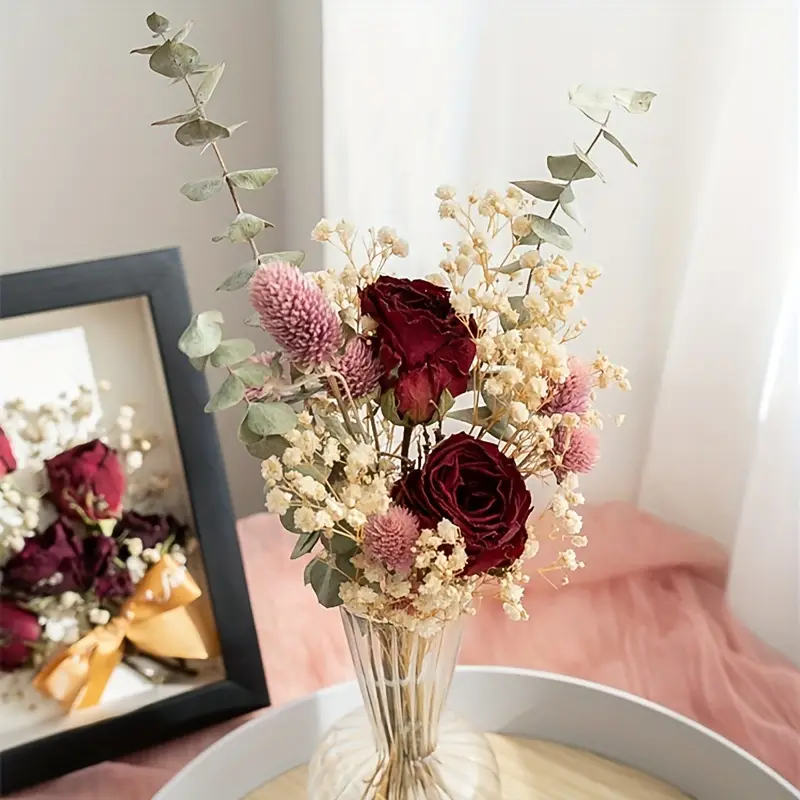 14pcs Dried Flower Bouquet, Baby Breath Eucalyptus Roses Dry Flower  Bouquet, Interior Home Weddings And Events Decoration Accessories, Xmas  Christmas