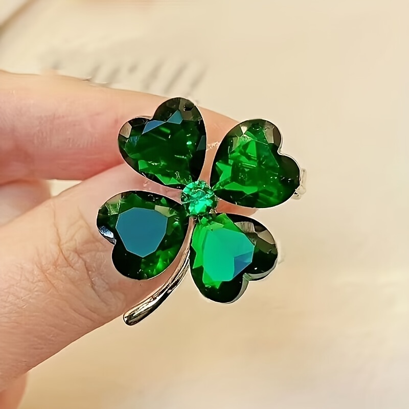 Good Luck Charm: Lucky Green Four leaf Clover Crystal Brooch - Temu