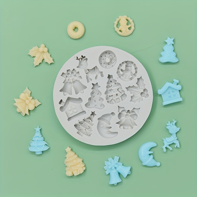 3d Christmas Silicone Mold, Christmas Tree Reindeer Bell Fondant