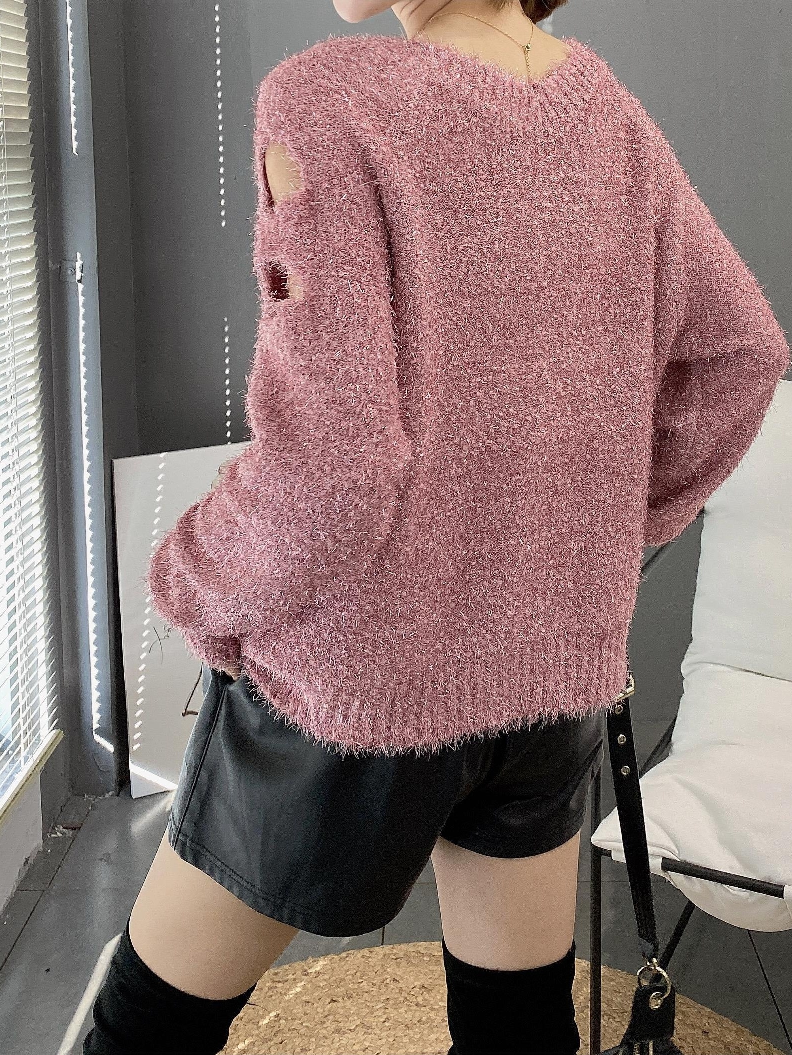 Pink cheap plush sweater