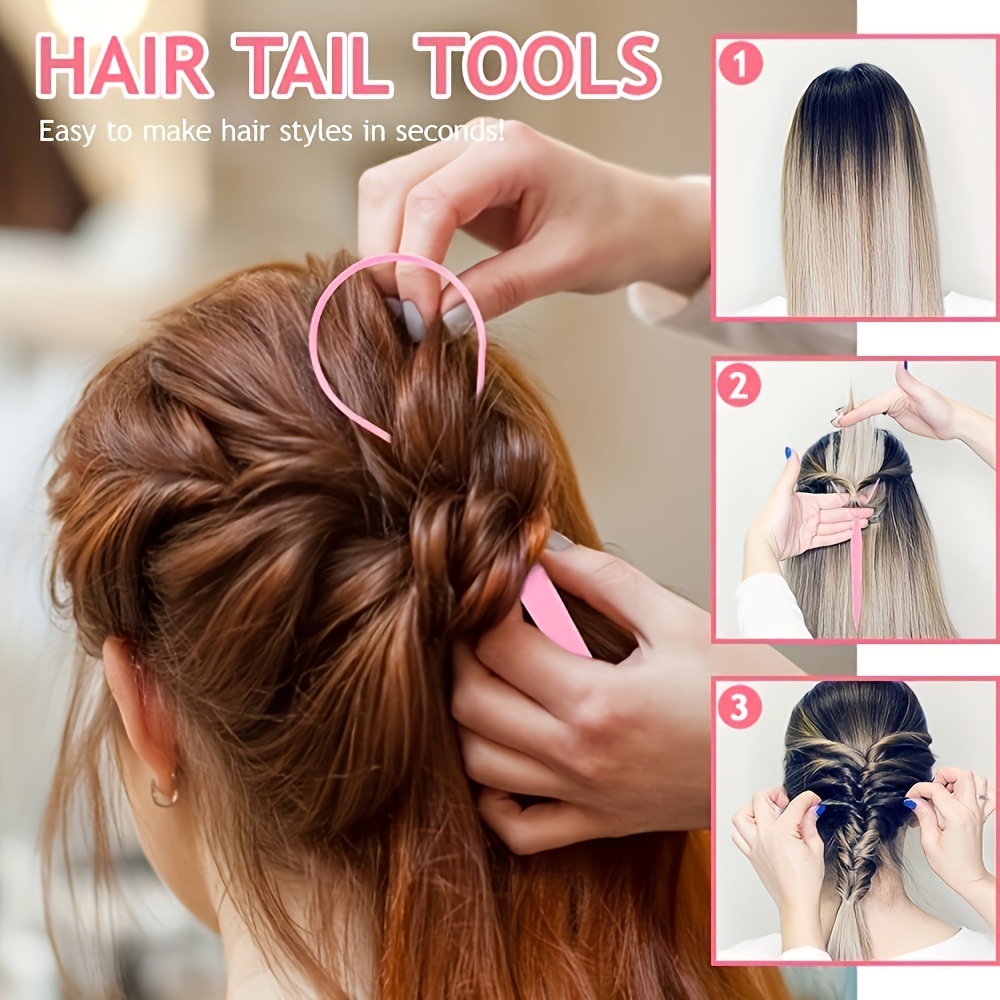 Hair loop Styling Tool Set with 1000pcs Clear Mini Elastic Hair